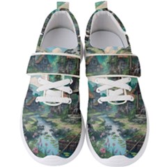 Village Nature Winter Landscape Men s Velcro Strap Shoes