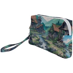 Village Nature Winter Landscape Wristlet Pouch Bag (Small)