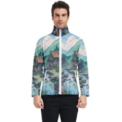 Village Nature Winter Landscape Men s Bomber Jacket