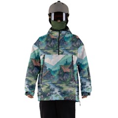 Village Nature Winter Landscape Men s Ski and Snowboard Waterproof Breathable Jacket