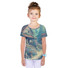 House Garden Building Flowers Kids  One Piece T-shirt