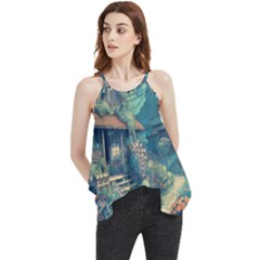 House Garden Building Flowers Flowy Camisole Tank Top