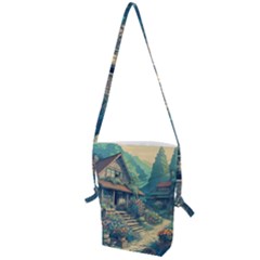 House Garden Building Flowers Folding Shoulder Bag