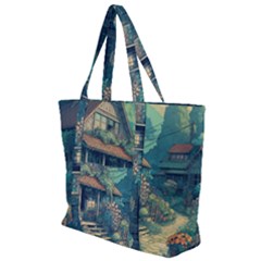 House Garden Building Flowers Zip Up Canvas Bag