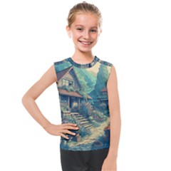 House Garden Building Flowers Kids  Mesh Tank Top