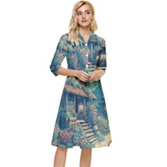 House Garden Building Flowers Classy Knee Length Dress by Salmanaz77