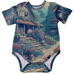 House Garden Building Flowers Baby Short Sleeve Bodysuit