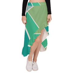 Geometric Colors  Pool Asymmetrical Ruffle Hem Skirt  by ConteMonfrey