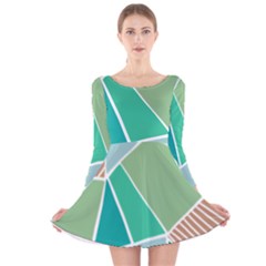 Geometric Colors  Pool Long Sleeve Velvet Skater Dress