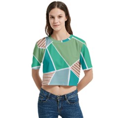 Geometric Colors  Pool Women s Round Neck Short Sleeve Crop Top