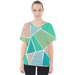 Geometric Colors  Pool V-neck Dolman Drape Top