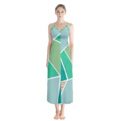 Geometric Colors  Pool Button Up Chiffon Maxi Dress