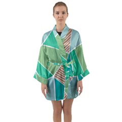 Geometric Colors  Pool Long Sleeve Satin Kimono