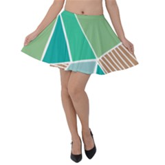 Geometric Colors  Pool Velvet Skater Skirt