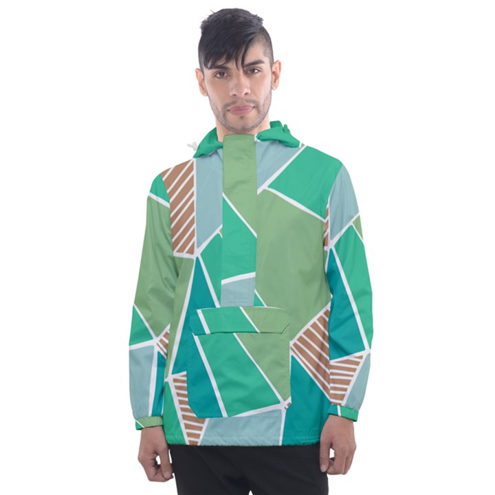 Geometric Colors  pool Men s Front Pocket Pullover Windbreaker