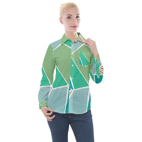 Geometric Colors  Pool Women s Long Sleeve Pocket Shirt by ConteMonfrey