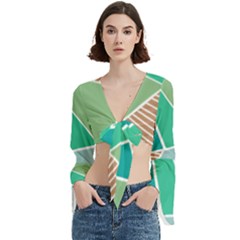 Geometric Colors  Pool Trumpet Sleeve Cropped Top