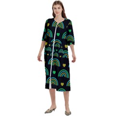 Dark Rainbow Pattern  Women s Cotton 3/4 Sleeve Nightgown