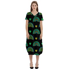 Dark Rainbow Pattern  T-shirt Midi Dress With Pockets