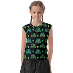 Dark Rainbow Pattern  Kids  Raglan Cap Sleeve T-shirt