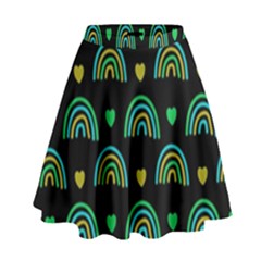 Dark Rainbow Pattern  High Waist Skirt