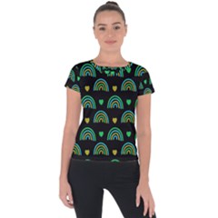 Dark Rainbow Pattern  Short Sleeve Sports Top 