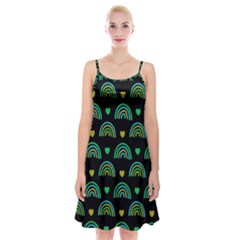 Dark Rainbow Pattern  Spaghetti Strap Velvet Dress