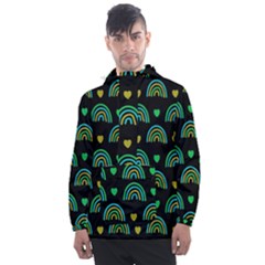 Dark Rainbow Pattern  Men s Front Pocket Pullover Windbreaker