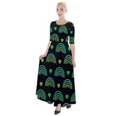 Dark Rainbow Pattern  Half Sleeves Maxi Dress