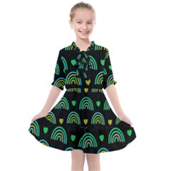 Dark Rainbow Pattern  Kids  All Frills Chiffon Dress