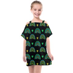 Dark Rainbow Pattern  Kids  One Piece Chiffon Dress