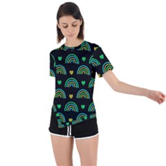 Dark Rainbow Pattern  Asymmetrical Short Sleeve Sports T-shirt