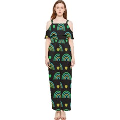 Dark Rainbow Pattern  Draped Sleeveless Chiffon Jumpsuit