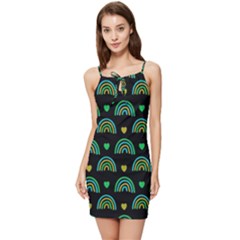 Dark Rainbow Pattern  Summer Tie Front Dress by ConteMonfrey