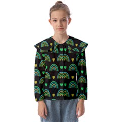 Dark Rainbow Pattern  Kids  Peter Pan Collar Blouse