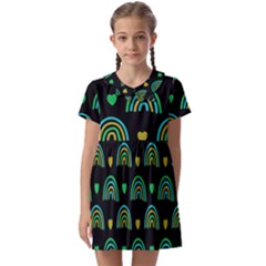 Dark Rainbow Pattern  Kids  Asymmetric Collar Dress