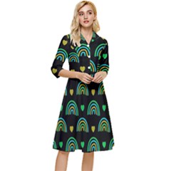 Dark Rainbow Pattern  Classy Knee Length Dress