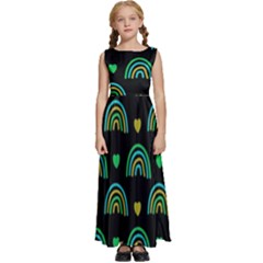 Dark Rainbow Pattern  Kids  Satin Sleeveless Maxi Dress