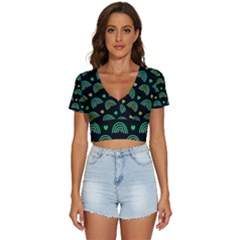 Dark Rainbow Pattern  V-neck Crop Top