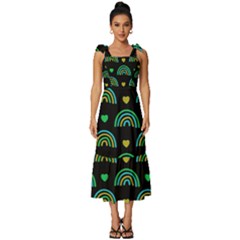 Dark Rainbow Pattern  Tie-strap Tiered Midi Chiffon Dress by ConteMonfrey