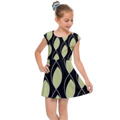 Brown Minimalist Leaves Kids  Cap Sleeve Dress