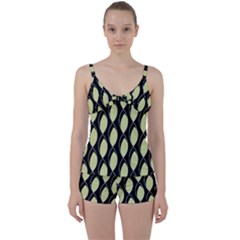 Brown Minimalist Leaves Tie Front Two Piece Tankini