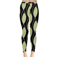 Brown Minimalist Leaves Inside Out Leggings by ConteMonfrey