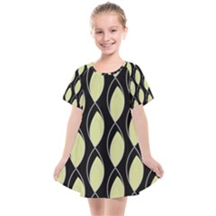 Brown Minimalist Leaves Kids  Smock Dress