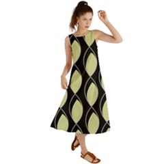 Brown Minimalist Leaves Summer Maxi Dress by ConteMonfrey