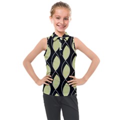 Brown Minimalist Leaves Kids  Sleeveless Polo T-shirt