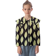 Brown Minimalist Leaves Kids  Peter Pan Collar Blouse