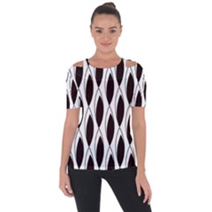 Black Minimalist Leaves Shoulder Cut Out Short Sleeve Top