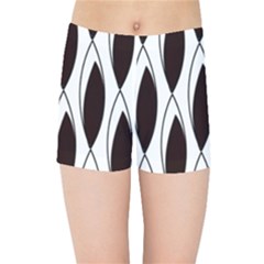 Black Minimalist Leaves Kids  Sports Shorts