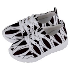 Black Minimalist Leaves Kids  Lightweight Sports Shoes